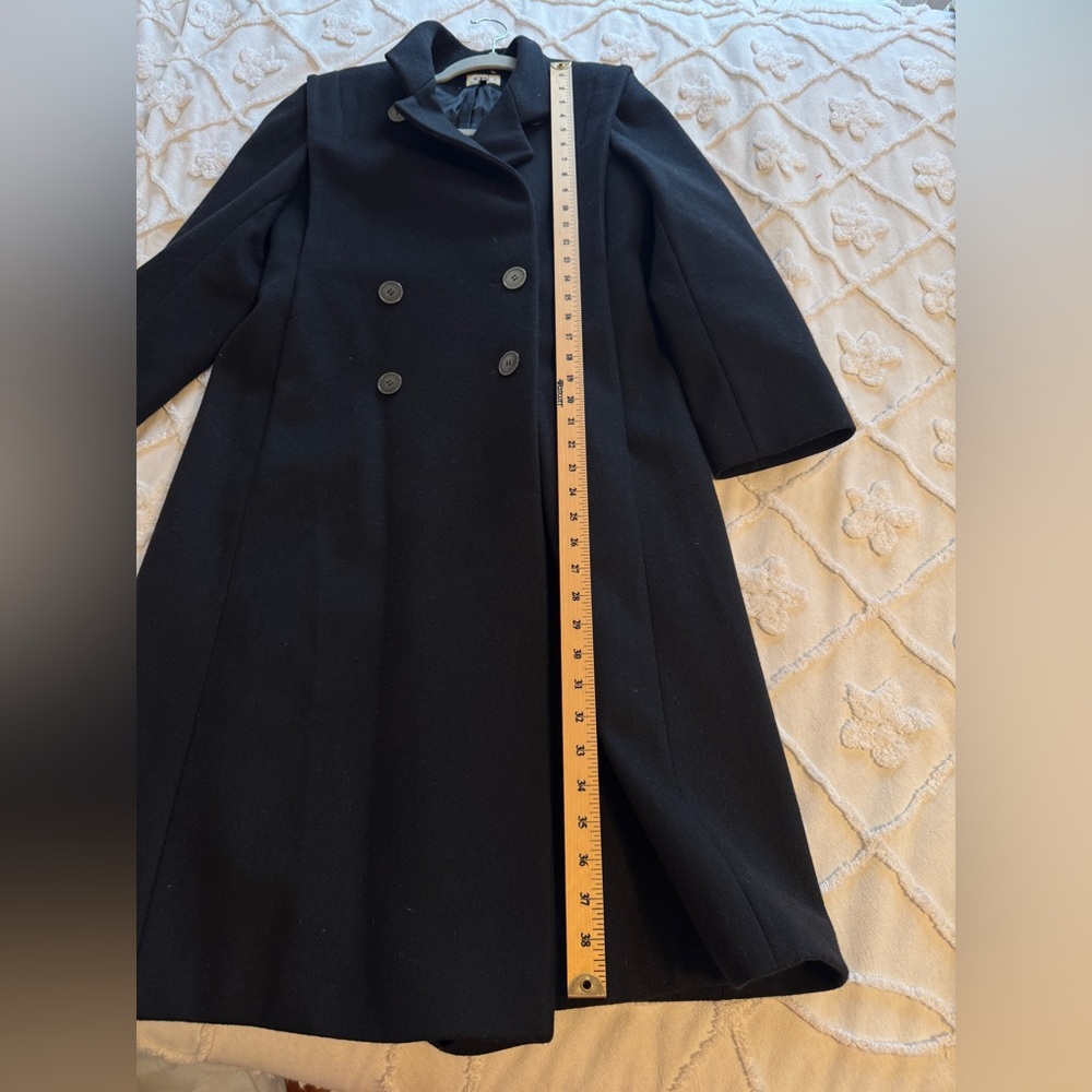Vintage Central Park International 100% Wool Black Double Breasted Long Coat - Picture 3 of 6